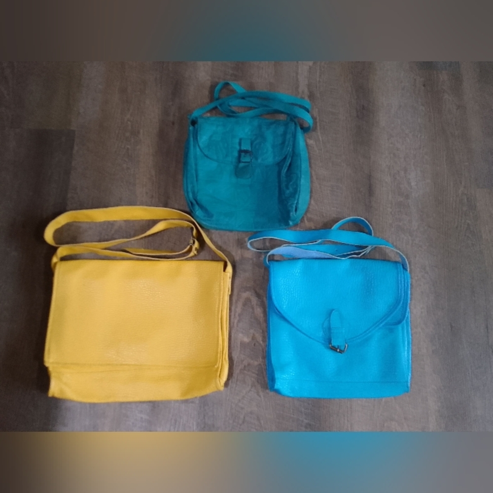 3 Stylish Yellow and Blue Women's Bags